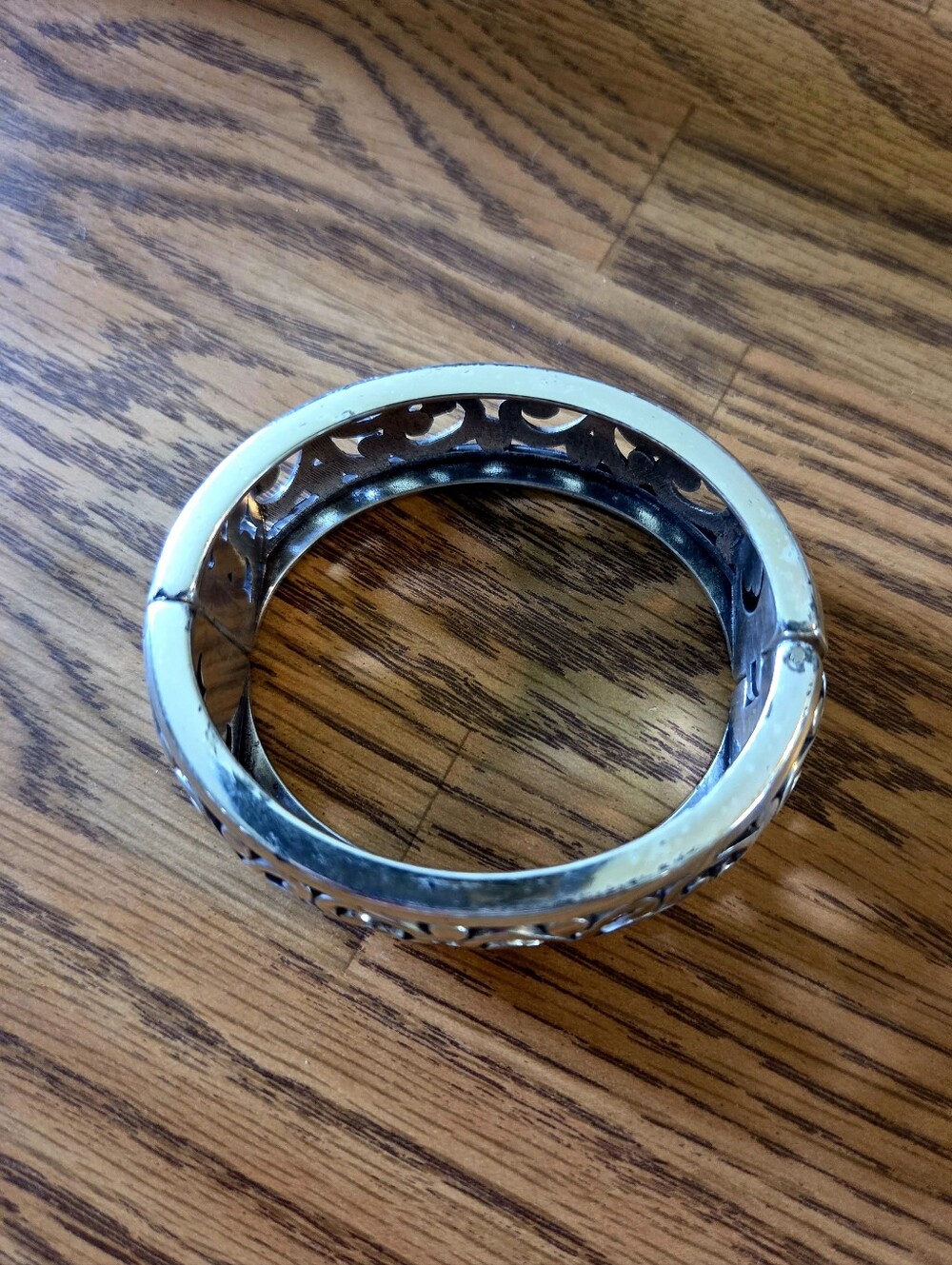 💐BRIGHTON "Contempo" Silver Filigree Hinged Vintage Bracelet - Picture 6 of 11